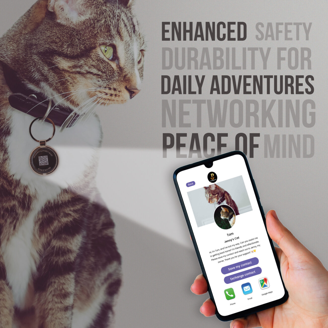 Smart Pet Tag | Safety Device Pet ID| Upgraving